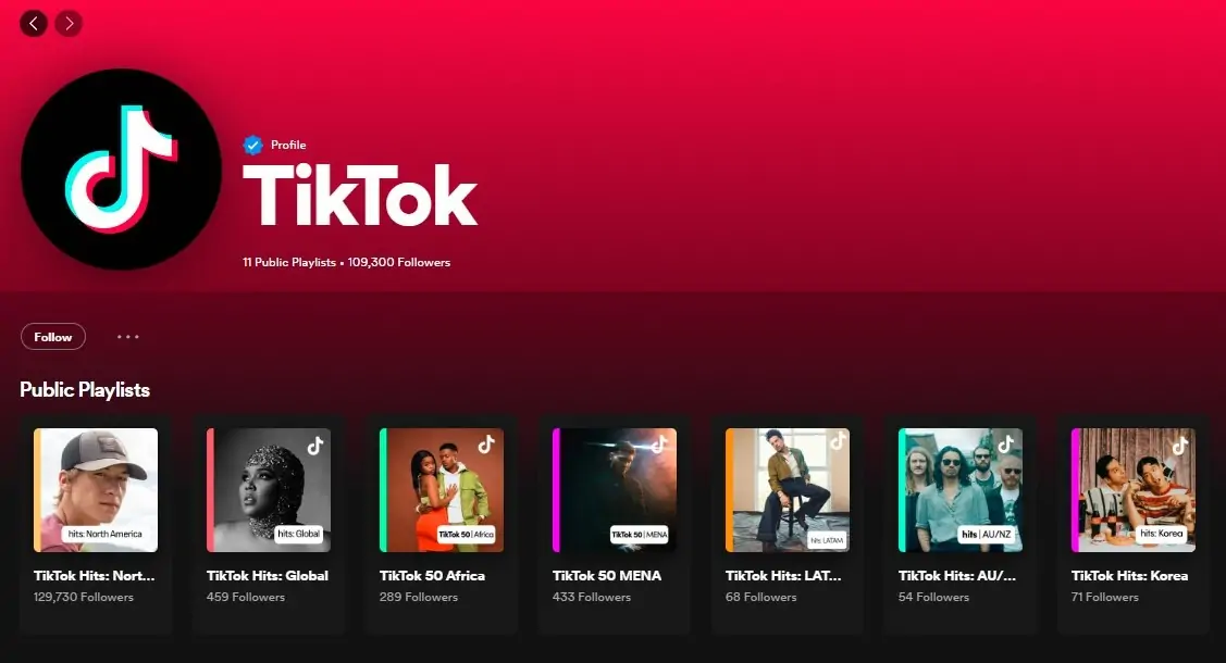 playlist tiktok verificate